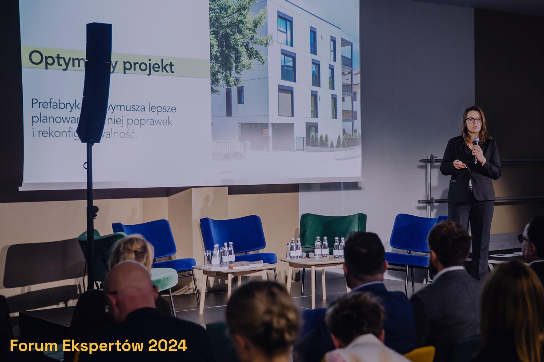 Agata Szachta (WPBM "Mój Dom" S.A. MD Prefabrykacja) opowiedziała o zastosowaniu nowoczesnej prefabrykacji betonowej.