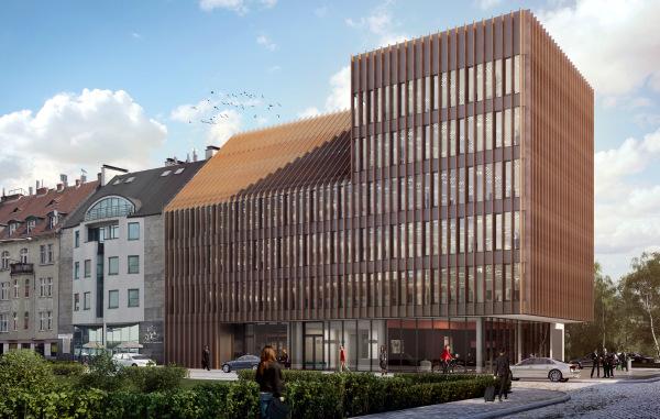 Biurowiec Komandorska się ozłocił